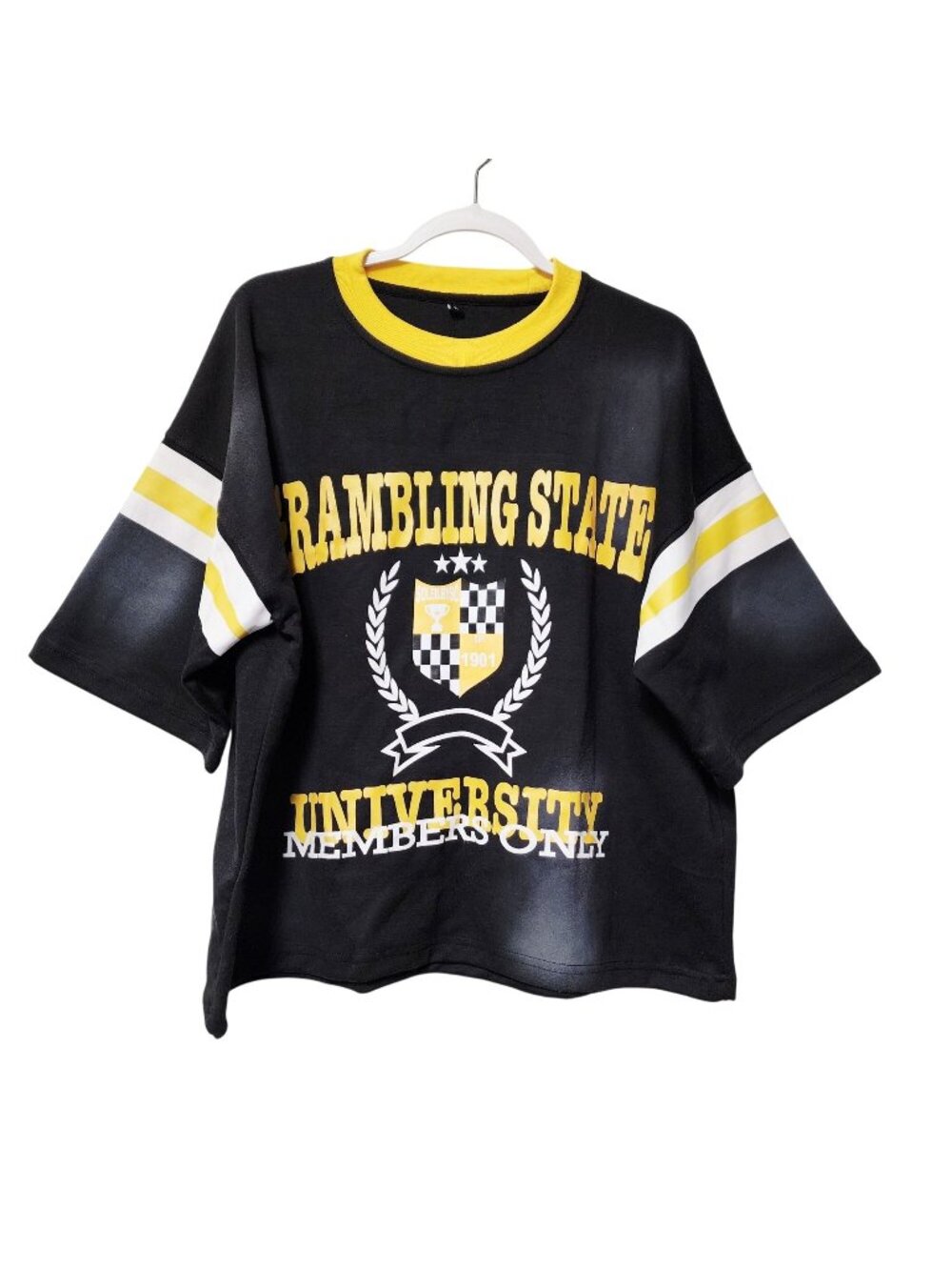 Grambling State University Members Mens Oversized Graphic T-Shirt Black Yellow L